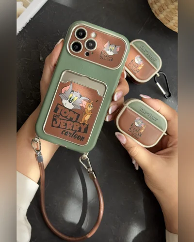 قاب آیفون مدل تام و جری بند دار G1023