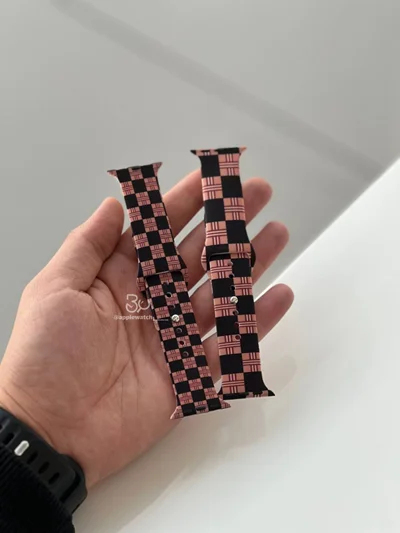 بند اپل واچ مدل سیلیکون طرحدار Burberry چهارخونه BA1518