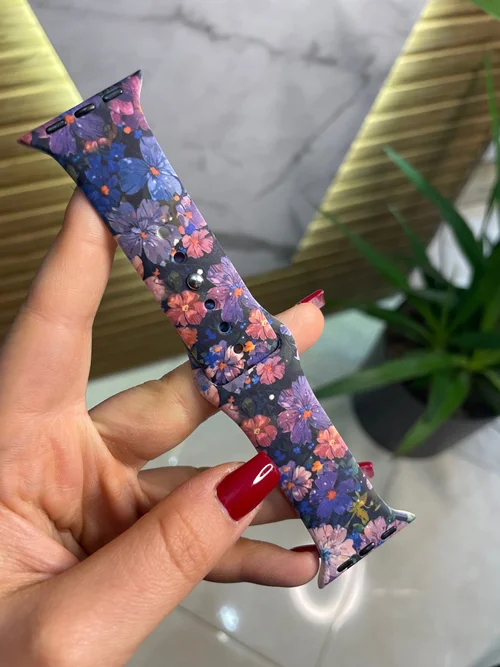 بند اپل واچ مدل سیلیکون طرحدار گل BA1410